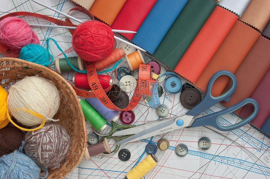 缝纫用品测量手工剪刀针线活配饰统治者宏观羊毛织物维修图片
