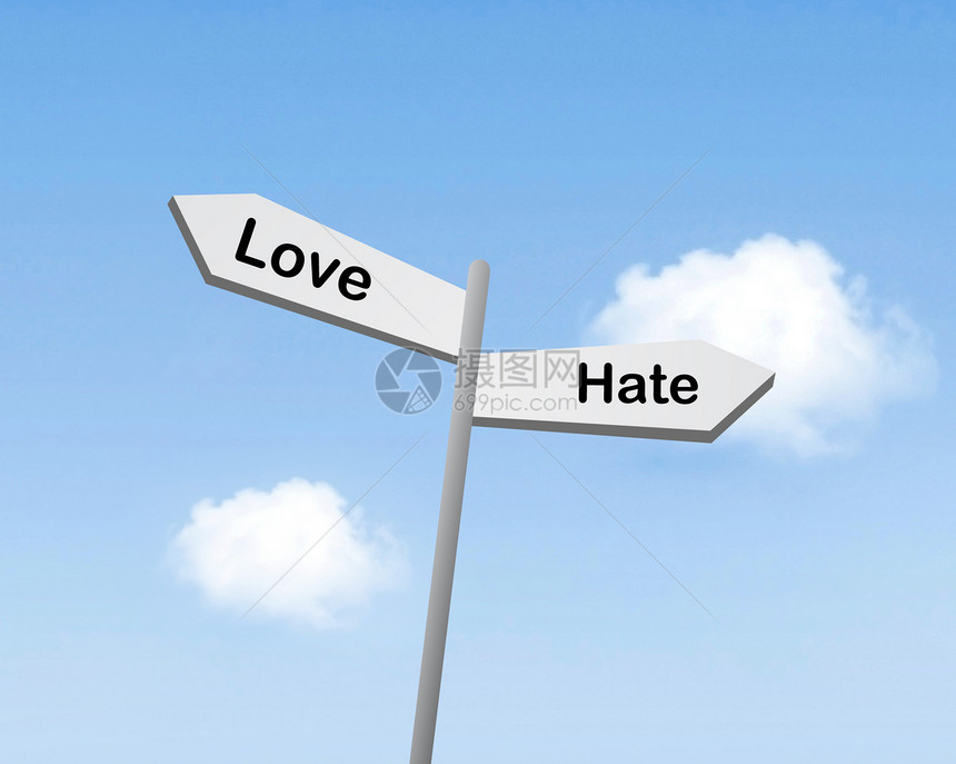 爱或仇恨邮政生活困惑路标情感情绪化招牌路口困境情怀图片