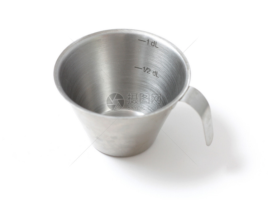 测量杯厨房烹饪控制金属烧杯乐器测量加权白色科学图片