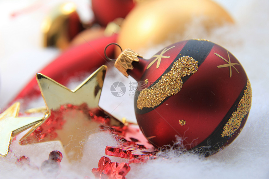 圣诞装饰品和金星季节性丝带星星金光庆典卡片金子玻璃图片
