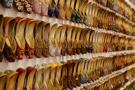 市场女士鞋鞋市场配饰店铺购物鞋店架子个人收藏水平皮革零售背景