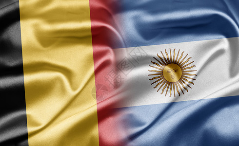 比利时和阿根廷旗帜国家背景图片