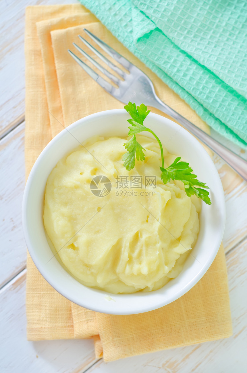 土豆泥宏观美食小菜泥状奶油蔬菜锅炉餐厅糊状物午餐图片