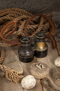 古代望远镜海盗棕色珠子乐器金子航程玻璃绳索队长地球背景图片