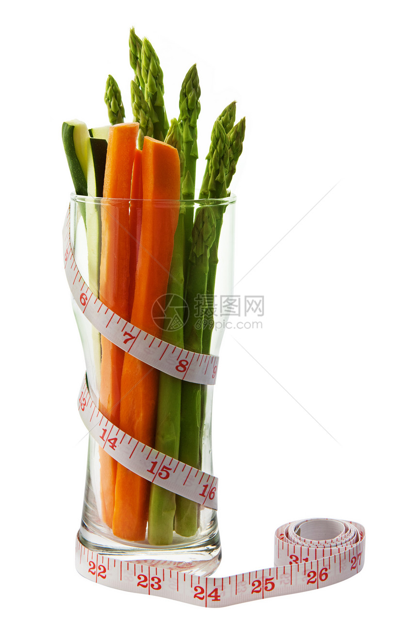 玻璃和带胶带的低卡热量蔬菜身材食物营养益处意识卷尺健康矿物减肥饮食图片