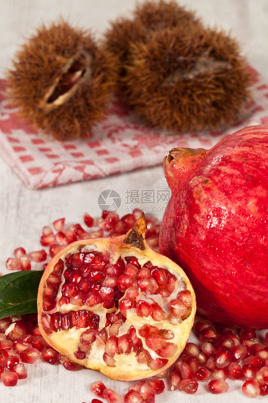 石榴饮食水果生物营养红色维生素种子食物谷物图片