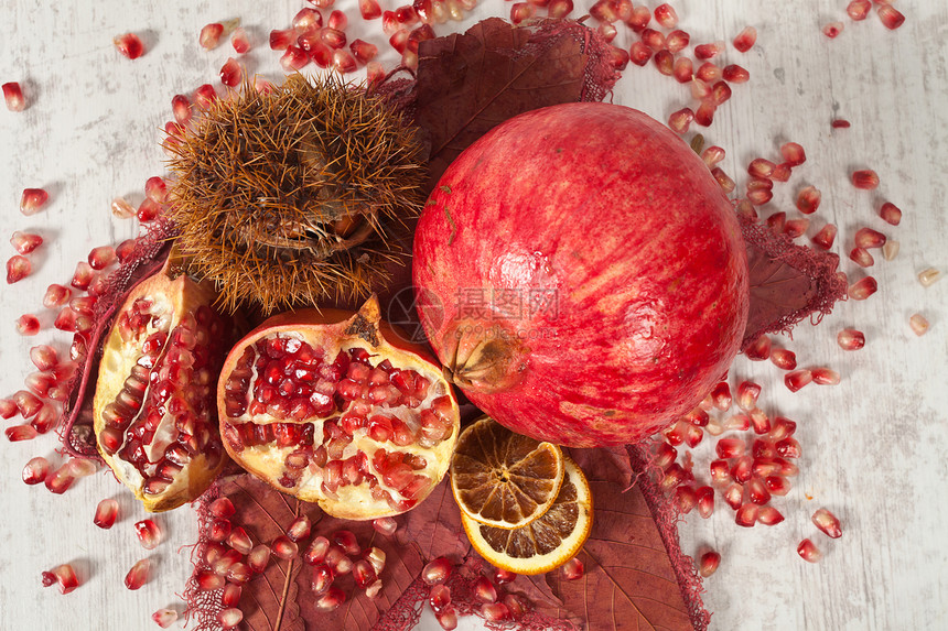 石榴食物饮食谷物种子红色水果营养生物维生素图片