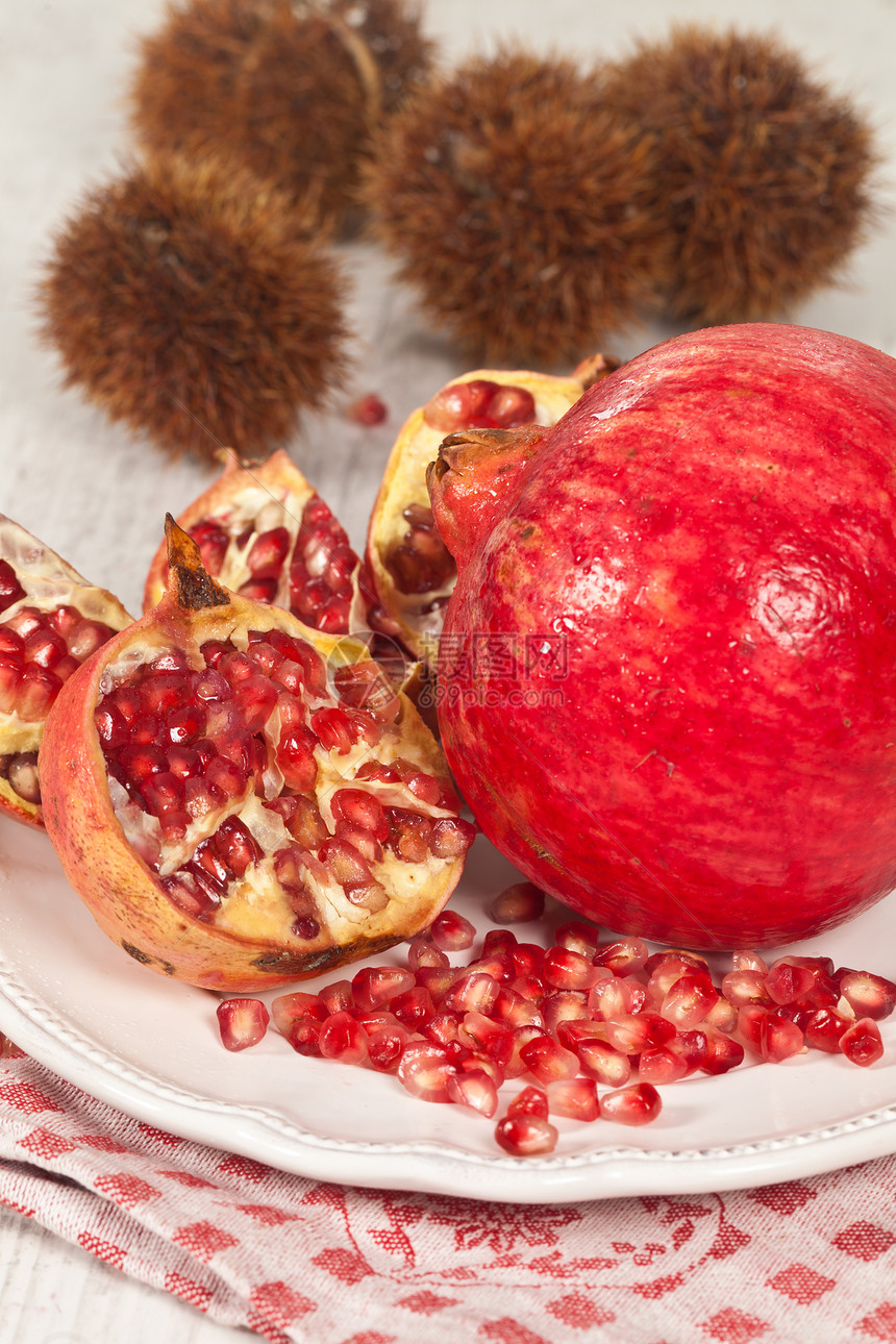 石榴水果营养谷物红色维生素食物种子饮食生物图片