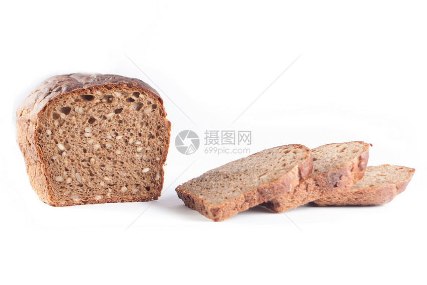 带有向日葵籽的面包燕麦小麦粮食早餐食物棕色种子纤维传统产品图片