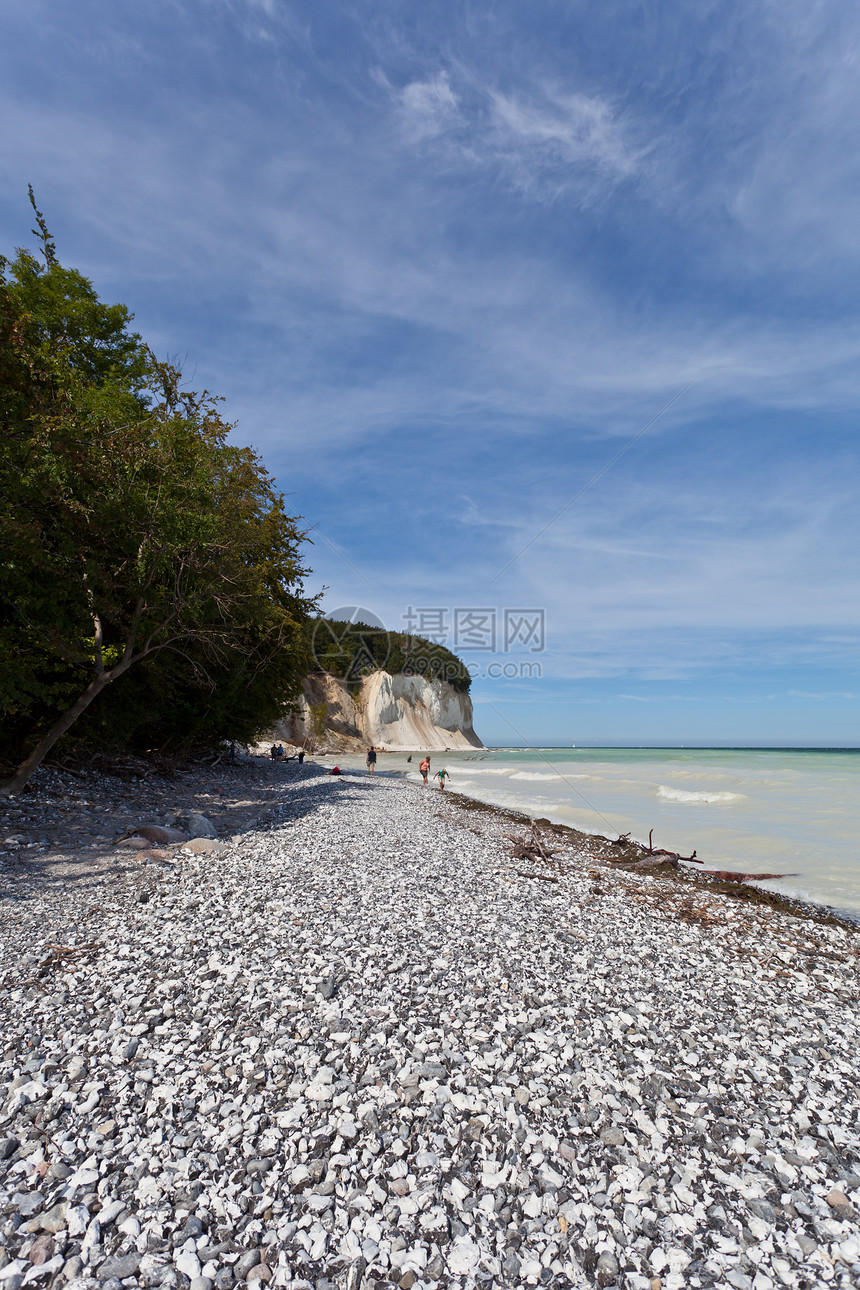 吕根岛的Chalk悬崖粉笔支撑自然保护区风景地平线岩石海滩海岸图片