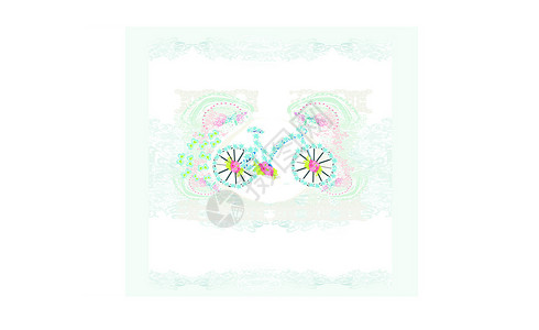 花花装饰抽象花花式自行车插图插画