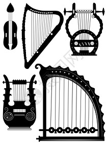 七弦琴古董字符串仪器  矢量音乐古物细绳历史神话乐器竖琴插画