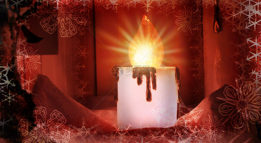 圣诞节蜡烛生活温暖装饰品季节照明传统庆典风格点燃火焰图片