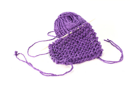 编织毛线针线活闲暇纺织品纤维样品衣服棉布就业紫色样品编织高清图片素材
