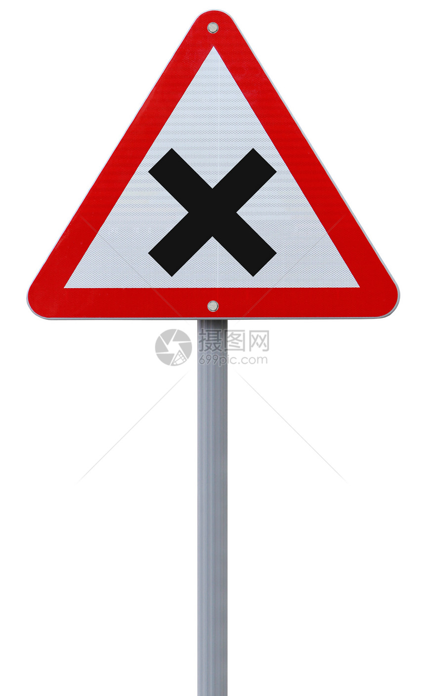 跨部门问题标志交通红色白色标记警告三角形路标十字图片