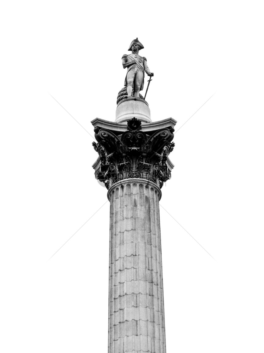 纳尔逊专栏 伦敦正方形雕像地标柱子纪念碑空白王国白色雕塑英语图片