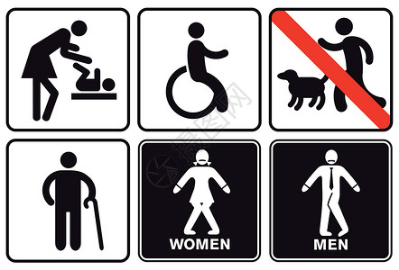 高级感厕所标志 标记已禁用插画