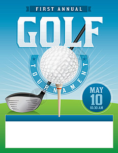 Golf 高尔夫锦标赛插图司机横幅传单元素练习场球座俱乐部发球台比赛海报背景图片