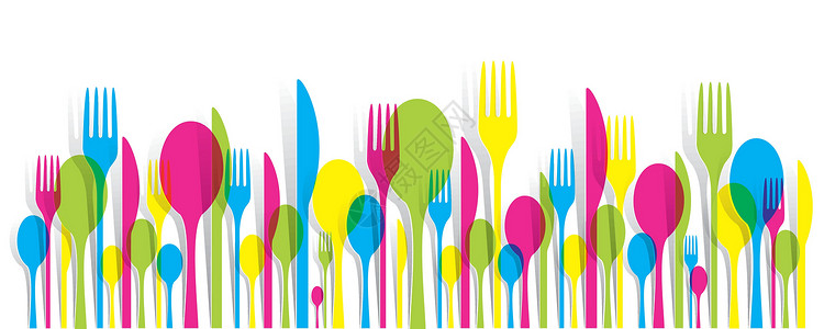 纸餐具多彩的烹调器图标集创造力品牌小册子问候标签文化菜单服务食物餐厅插画