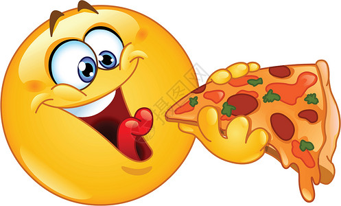 饥饿的脸爱情吃披萨插画