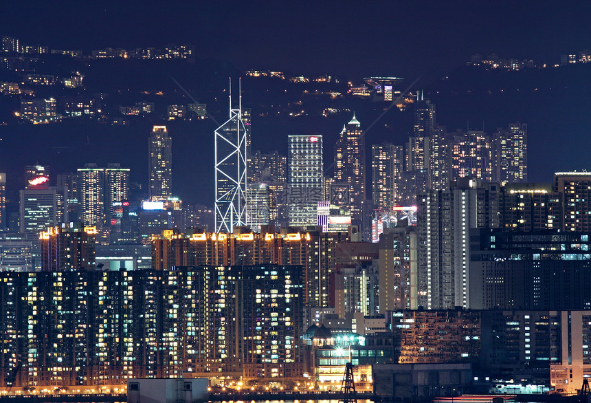 晚上在市中心的香港旅行假期经济办公室石头场景玻璃建筑码头港口图片