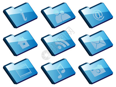 文件夹图标集档案社会电脑蓝色文档电影音乐按钮网络邮件背景图片