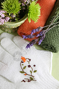 绣花雪纺长丝巾手套绿色的高清图片