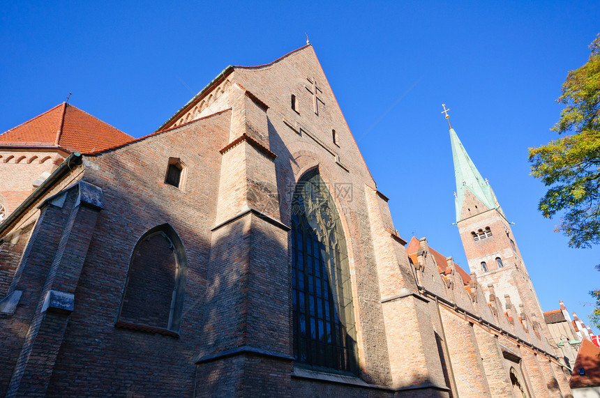 德国奥格斯堡建筑教会教堂尖顶旅行之路景观文化遗产大教堂尖塔图片