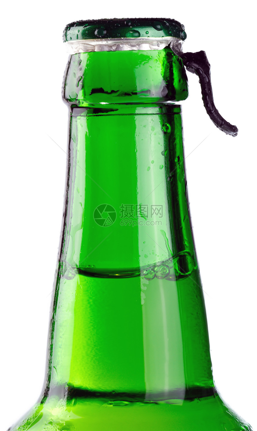 白色背景的绿色啤酒瓶生活合金正方形冷却器液体立方体蓝色工作室金属保释图片