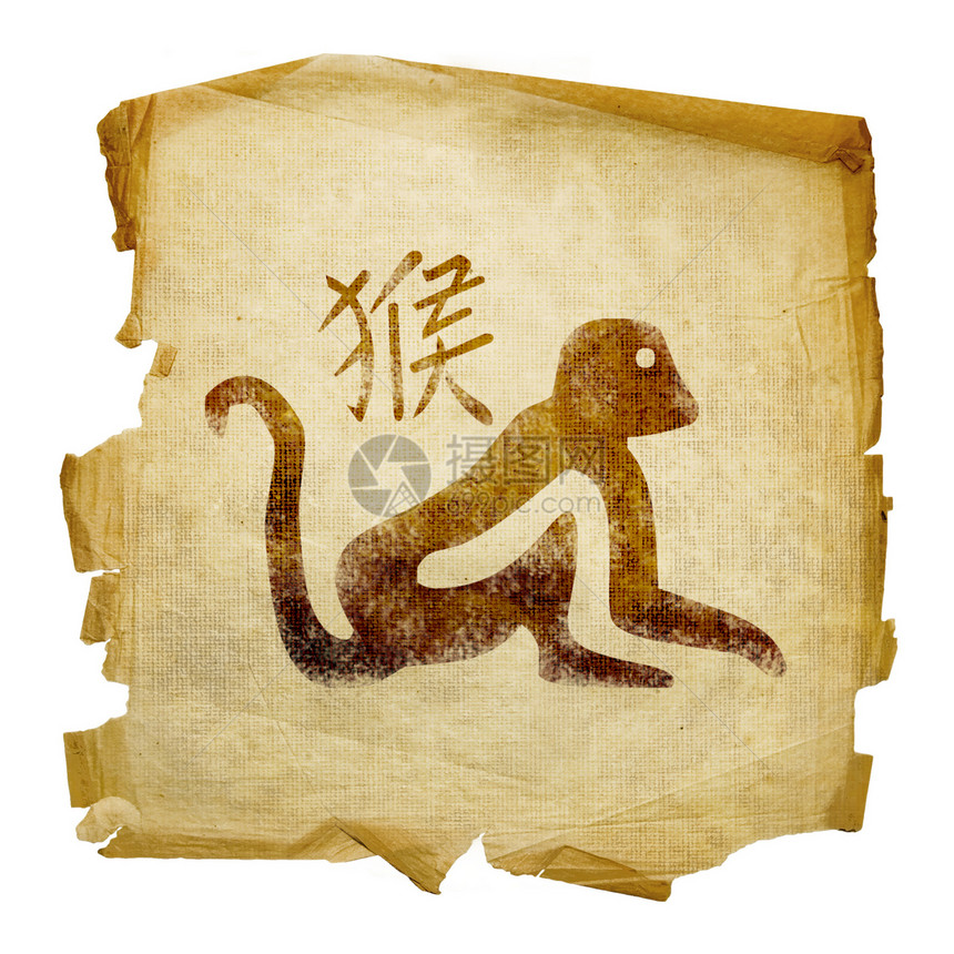 猴子Zodiac图标 孤立在白色背景上字体情调天文学算命动物汉子象形生日星座日历图片