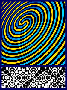 漩涡浴缸视觉幻觉背景涡流元素绘画色彩黄色冥想催眠同心漩涡圆圈插画
