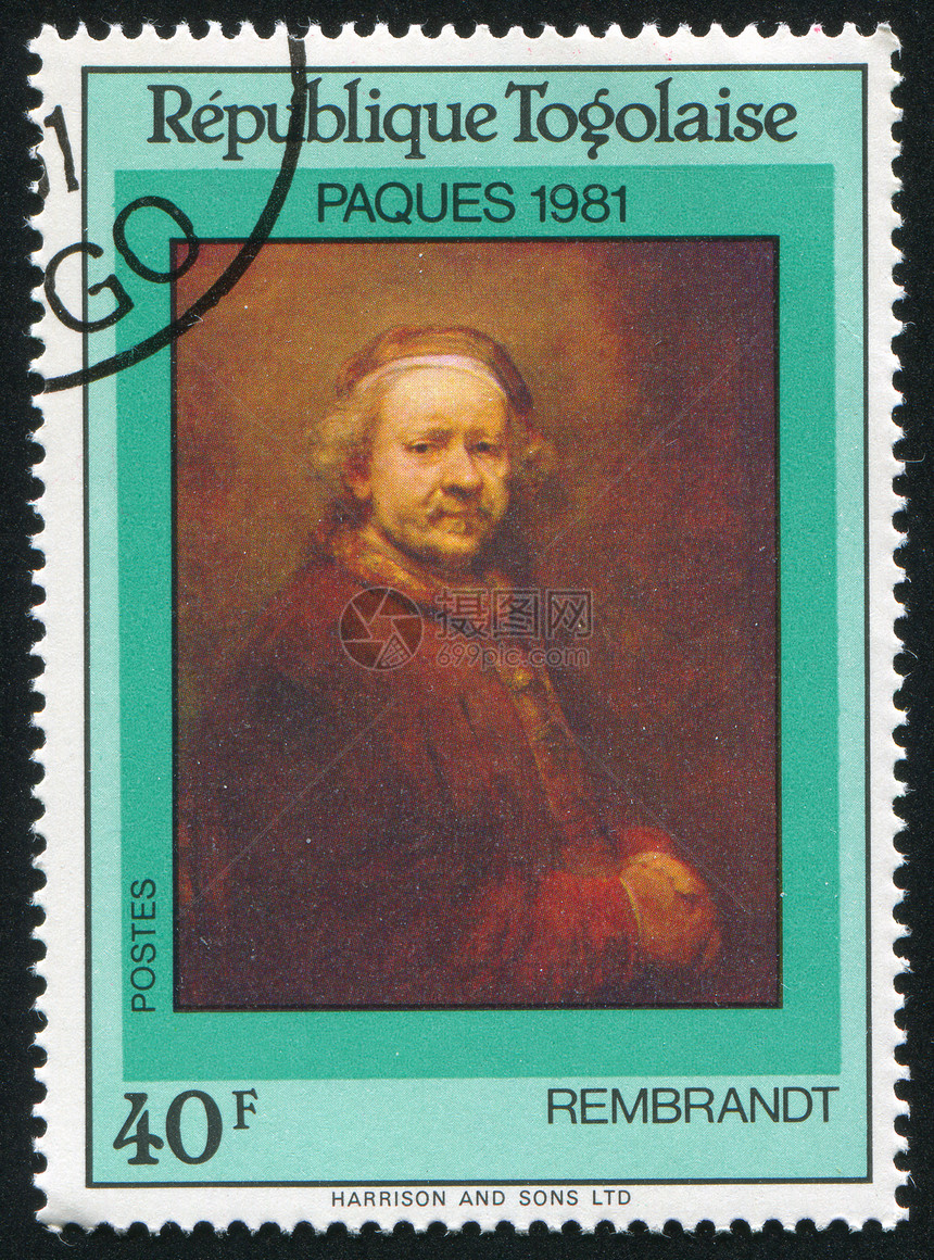 Rembrandt 油漆历史性绘画艺术集邮邮资文化邮票邮戳画家插图图片