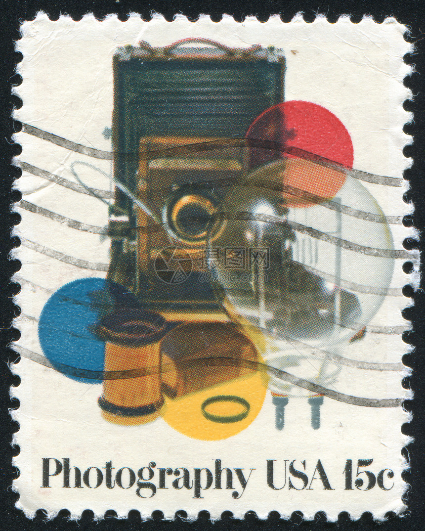 照相摄影机海豹摄影信封仪器反射镜片光泽圆圈历史性集邮图片