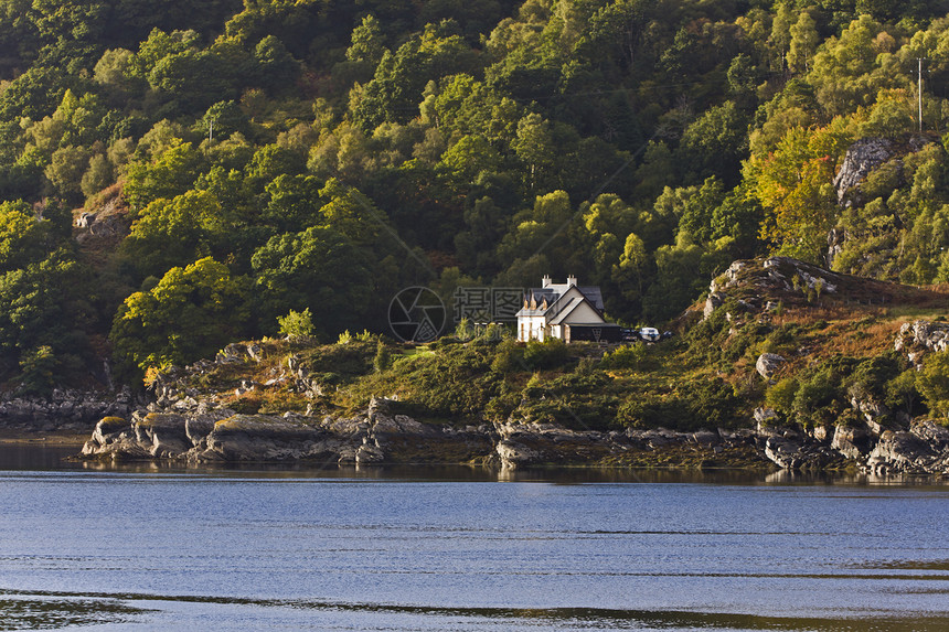 苏格兰海岸的单人住房图片