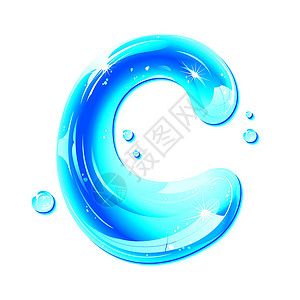 水滴字体素材ABC 系列-水液字母-大写 C插画