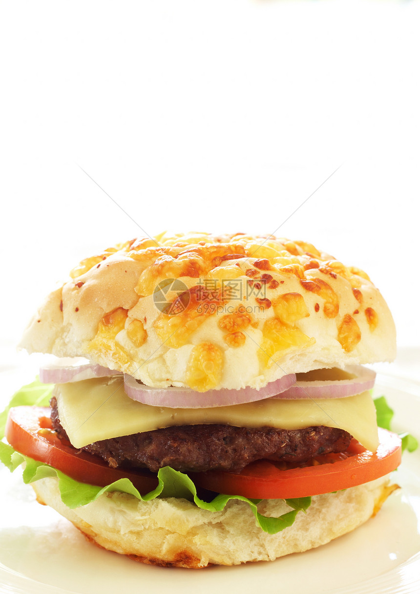 美味汉堡包食物小吃包子晚餐营养炙烤午餐馅饼面包芝士图片