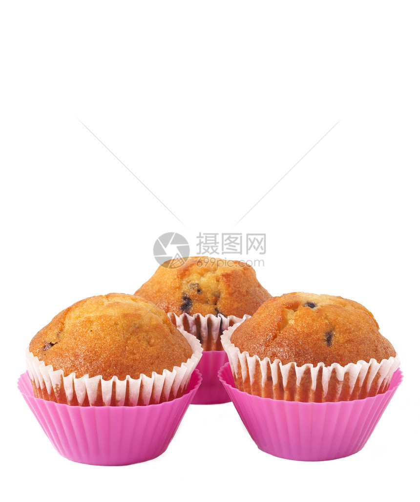 白色的蓝莓松饼粉色蓝色甜点美食餐饮烘烤水果浆果蛋糕美味图片