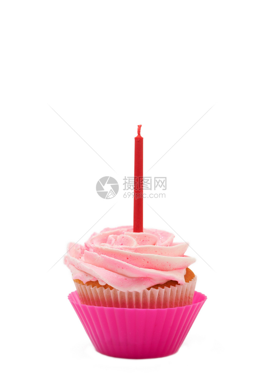 香草蛋糕加玫瑰冰淇淋餐饮蜡烛甜点庆典配料美味糕点派对烹饪生日图片