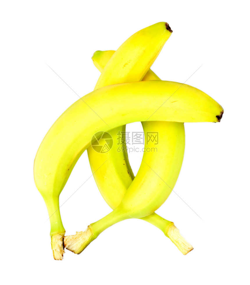 白上孤立的树香蕉食物白色黄色水果热带图片