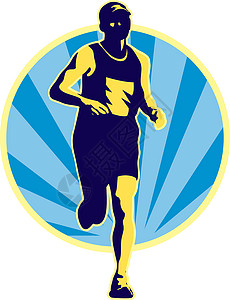 马拉松跑者跑步反弹赛跑者短跑运动慢跑者锻炼艺术品插图男性运动员背景图片
