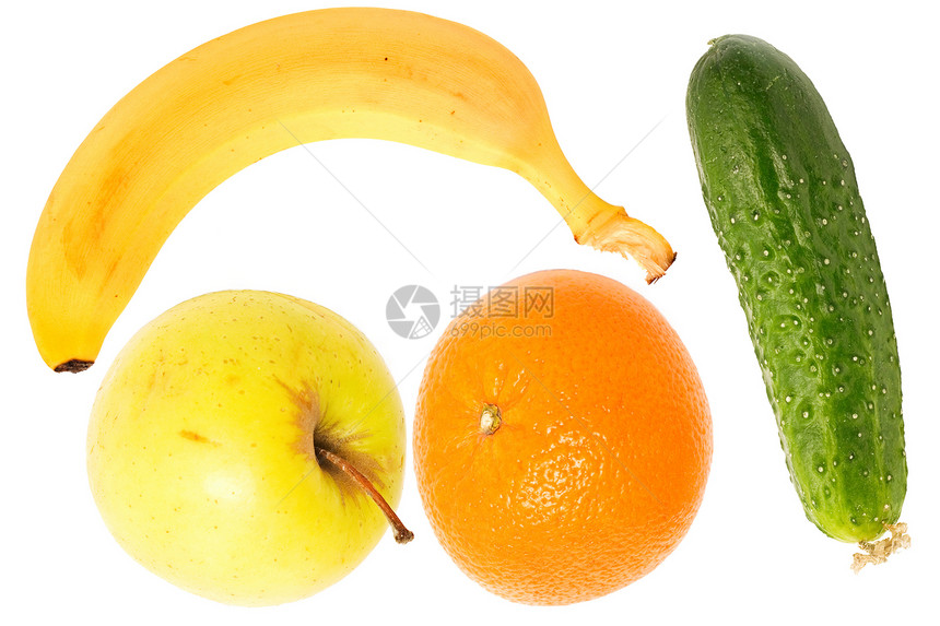 粮食食品橙子水果黄色绿色圆圈蔬菜沙拉黄瓜厨房水平图片