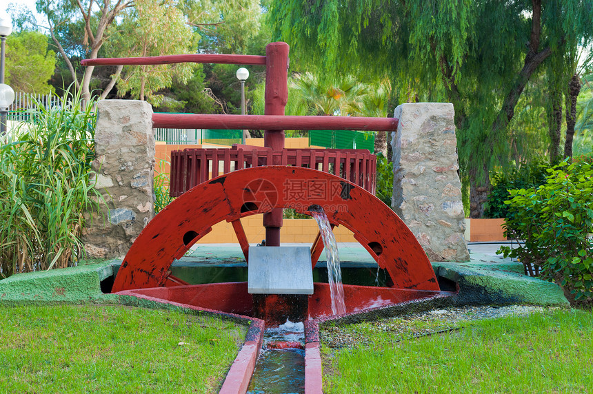 水厂木头遗产水平车轮流动公园机械旋转图片