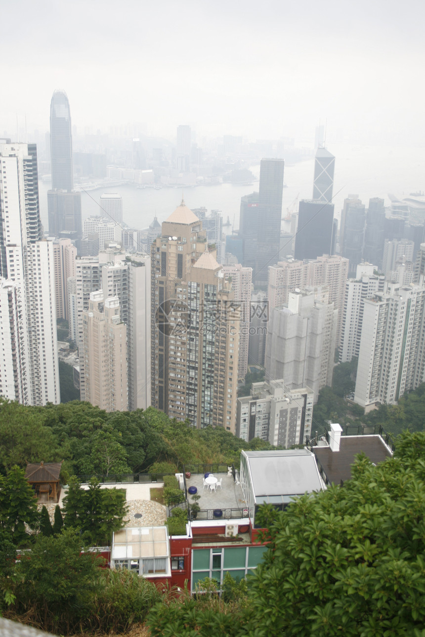 香港的天际线 从华尔山峰窗户花园旅游建筑风格顶峰衬套建筑旅行高层建筑静水体图片