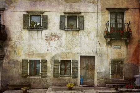 美丽的意大利外表艺术入口水平建筑学时间墙纸创造力窗户村庄房子背景图片