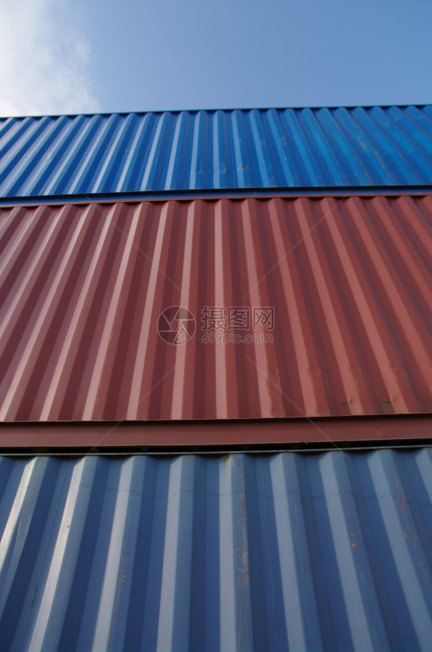 容器天空进口载体贸易盒子金属集装箱送货商品海关图片