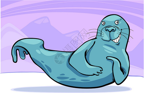 跳跃海豹滑滑海豹海象卡通片动物园哺乳动物漫画说谎绘画动物群插图荒野插画