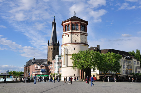 北莱茵威斯特法伦州圣兰伯图斯教堂莱茵河高清图片