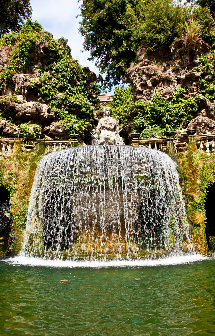 埃斯特别墅蒂沃利喷泉花园历史性溪流遗产公园雕塑瀑布雕像风景图片