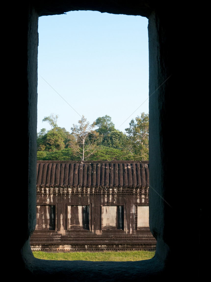 从柬埔寨吴哥Wat的窗口查看图片