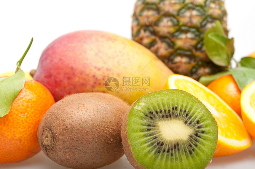 热带水果柠檬营养绿色菠萝橘子食物白色奇异果饮食橙子图片